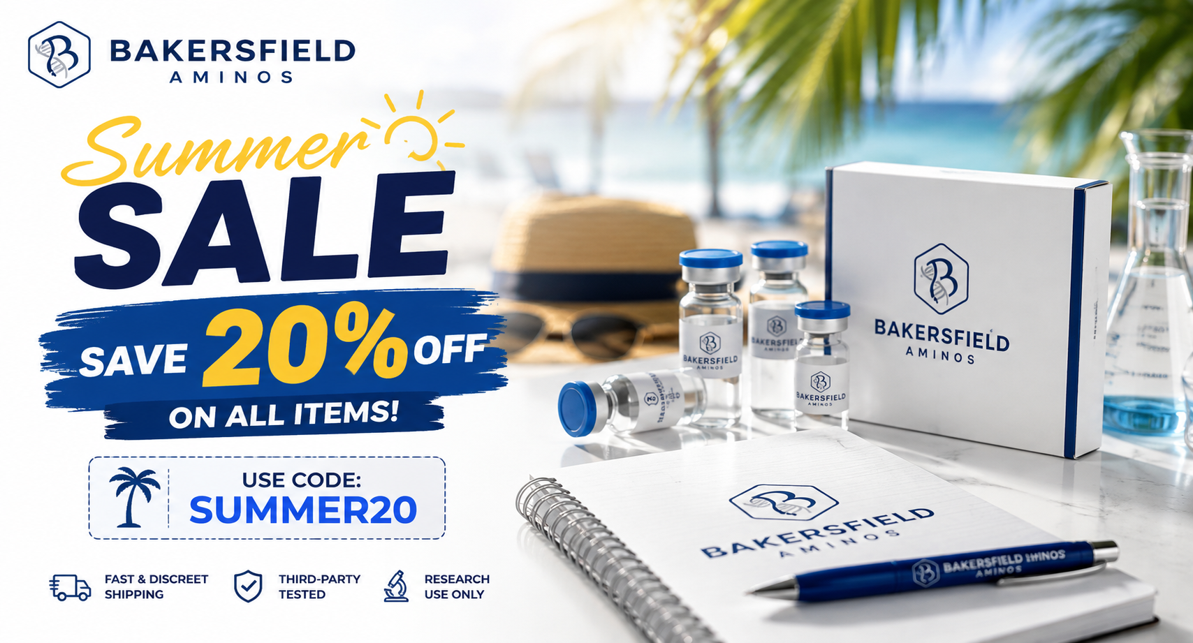 Bakersfield Aminos Summer Sale — save 20% on all items with code SUMMER20